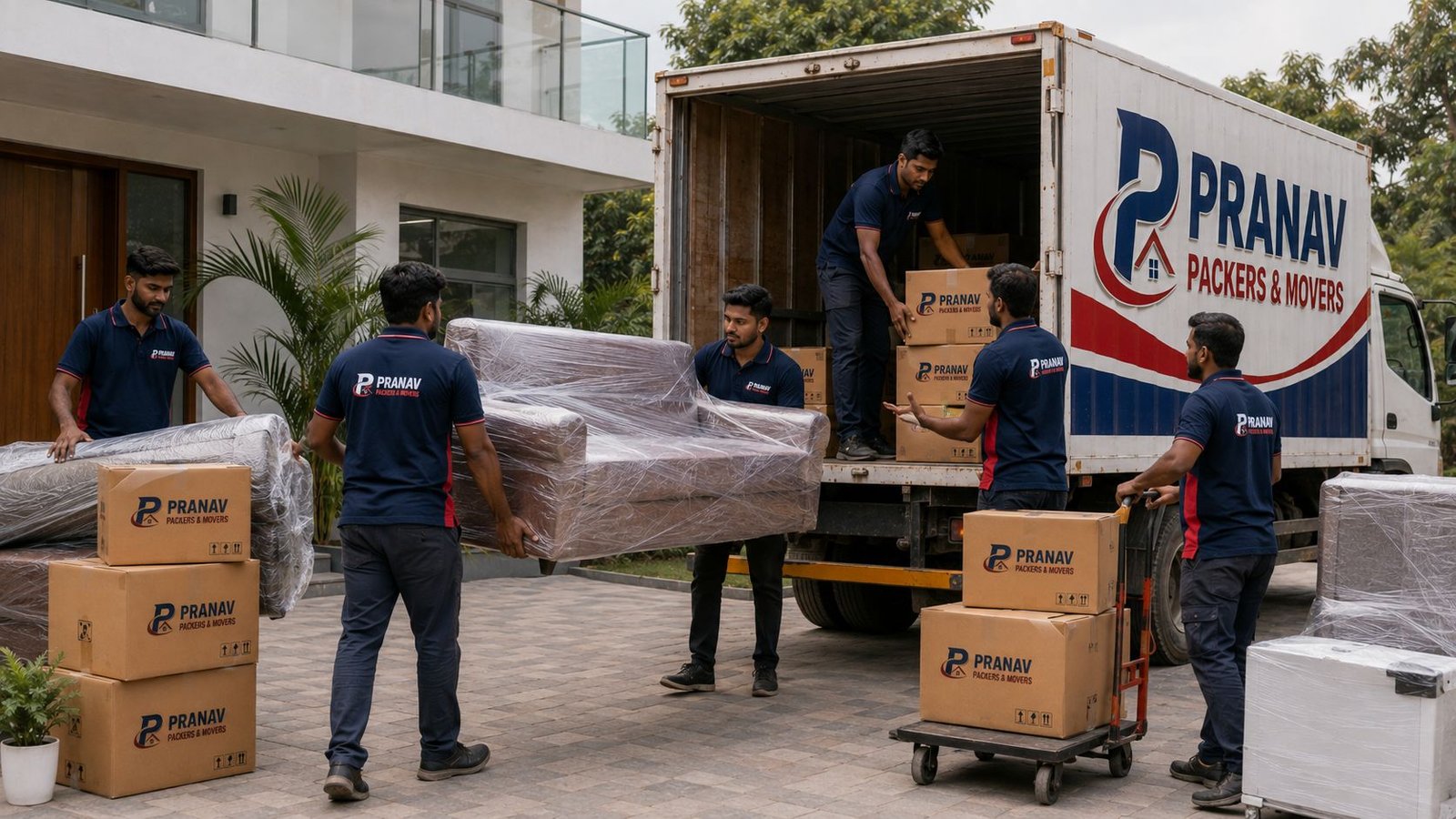 Pranav Packers and Movers team at work during a relocation job in Erode