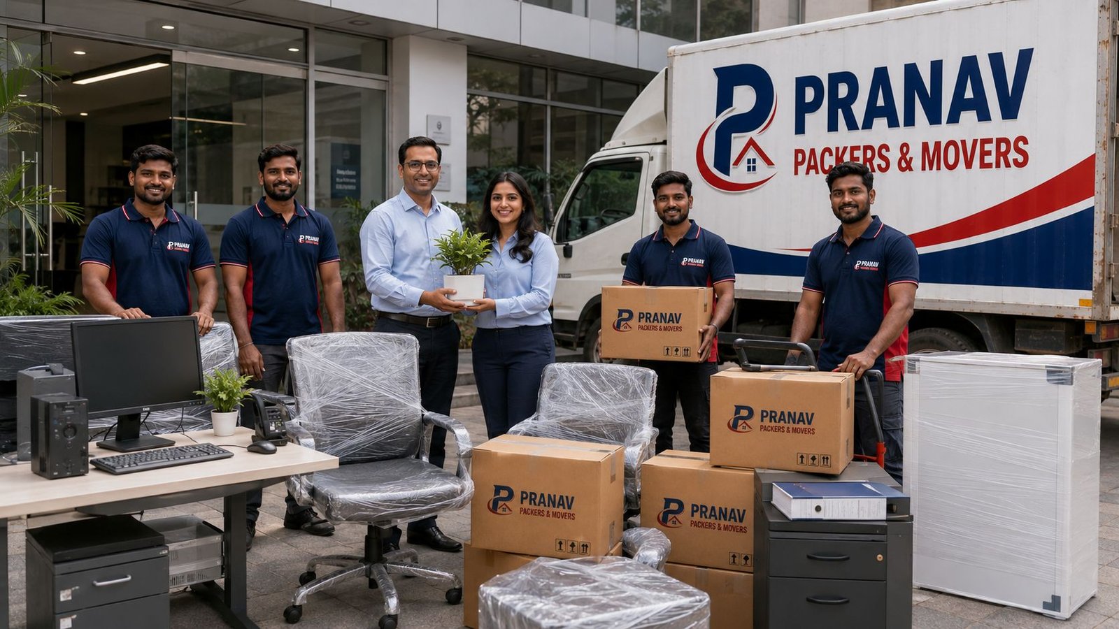 Pranav Packers and Movers staff loading furniture onto the truck during a house shift in Erode